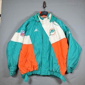 Vintage Apex One Miami Dolphins NFL Pro Line Puffer Jacket Size XL Hooded